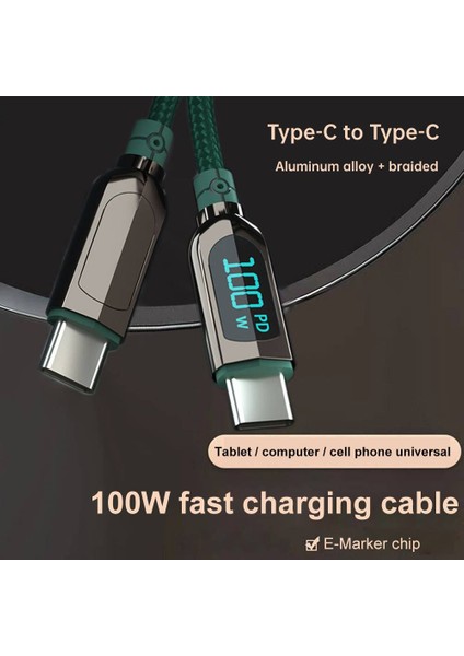100 W Tip C USB C Kablosu Hızlı Şarj Şarj Kablosu Kablosu Ekran ile Macbook Xiaomi Samsung Tip-C Usbc Kablosu (Yurt Dışından)