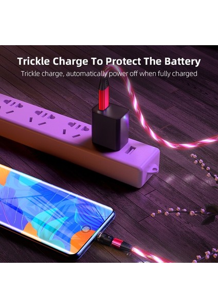Akış Aydınlık Aydınlatma USB Manyetik Kablo Samsung LED Mikro Tip C Şarj Cihazı iPhone Huawei Xiaomi Cep Telefonu Kablosu (Yurt Dışından)