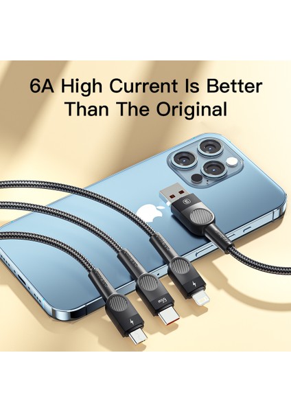 Essager 66W 6A 3'ü 1 Arada USB C Tipi Kablo Mikro USB Kablosu iPhone 13 12 Pro Max Samsung Huawei Telefon Veri Kablosu (Yurt Dışından)