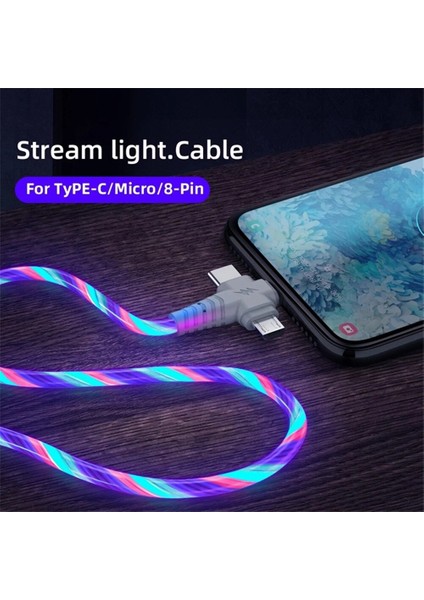 3in1 Akış Aydınlık Aydınlatma USB Kablosu iPhone 13 12 11 Pro 3 In 1 2in1 LED Mikro USB Tip C 8-Pin Şarj Cihazı Huawei Xiaomi Için (Yurt Dışından) fiyatları