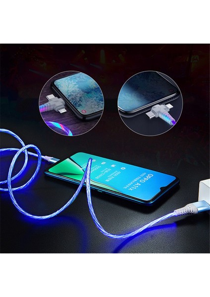 3in1 Akış Aydınlık Aydınlatma USB Kablosu iPhone 13 12 11 Pro 3 In 1 2in1 LED Mikro USB Tip C 8-Pin Şarj Cihazı Huawei Xiaomi Için (Yurt Dışından) fırsatları