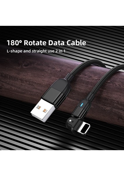 180° Döndürme 3A USB Kablosu Hızlı Şarj Telefon Şarj Kablosu iPhone 13 12 Mini 11 Pro Max Xs Xr x 8 7 6s 6 Plus 5 5s iPad 4 3 (Yurt Dışından)