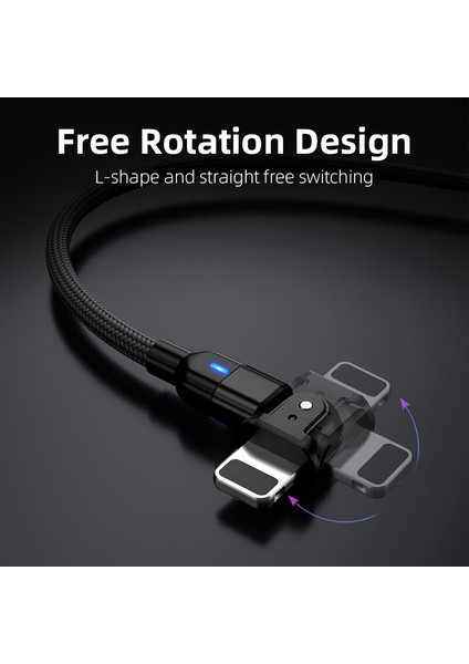 180° Döndürme 3A USB Kablosu Hızlı Şarj Telefon Şarj Kablosu iPhone 13 12 Mini 11 Pro Max Xs Xr x 8 7 6s 6 Plus 5 5s iPad 4 3 (Yurt Dışından)
