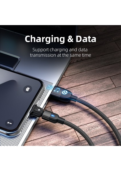 180° Döndürme 3A USB Kablosu Hızlı Şarj Telefon Şarj Kablosu iPhone 13 12 Mini 11 Pro Max Xs Xr x 8 7 6s 6 Plus 5 5s iPad 4 3 (Yurt Dışından)