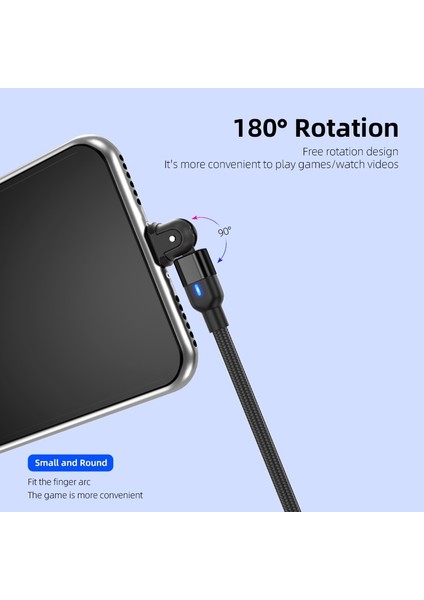 180° Döndürme 3A USB Kablosu Hızlı Şarj Telefon Şarj Kablosu iPhone 13 12 Mini 11 Pro Max Xs Xr x 8 7 6s 6 Plus 5 5s iPad 4 3 (Yurt Dışından)