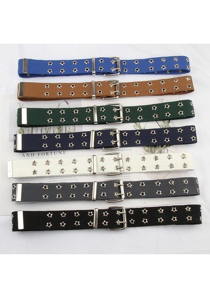 Tasarımcı Harajuku Geniş Kemer Kanvas Web Çift Grommet Delik Tokalı Kemer Kadın Erkek Siyah Beyaz Bel Kemeri Kemerler Kadın Erkek Için (Yurt Dışından)