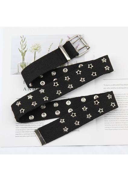 Tasarımcı Harajuku Geniş Kemer Kanvas Web Çift Grommet Delik Tokalı Kemer Kadın Erkek Siyah Beyaz Bel Kemeri Kemerler Kadın Erkek Için (Yurt Dışından) fiyatları