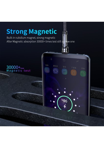 Essager 540 Döndür Manyetik Kablo Mikro USB Tip C Kablo IPHONE14 Android Hızlı Şarj Mıknatıs Şarj Cihazı Telefon Kablosu Tel Kablosu (Yurt Dışından)