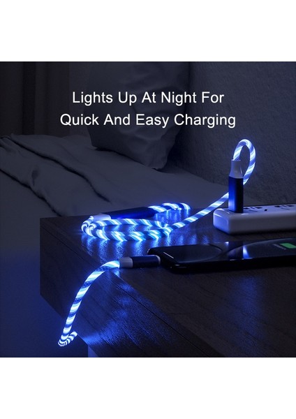 Akan Işık Manyetik Kablo Mikro USB Tip C 8pin LED Işıklı Aydınlatma Telefon Kablosu Şarj Kablosu Iphone Lg Xiaomi Samaung (Yurt Dışından)