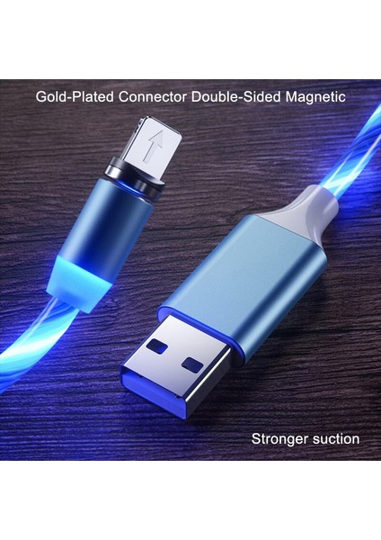 Akan Işık Manyetik Kablo Mikro USB Tip C 8pin LED Işıklı Aydınlatma Telefon Kablosu Şarj Kablosu Iphone Lg Xiaomi Samaung (Yurt Dışından)