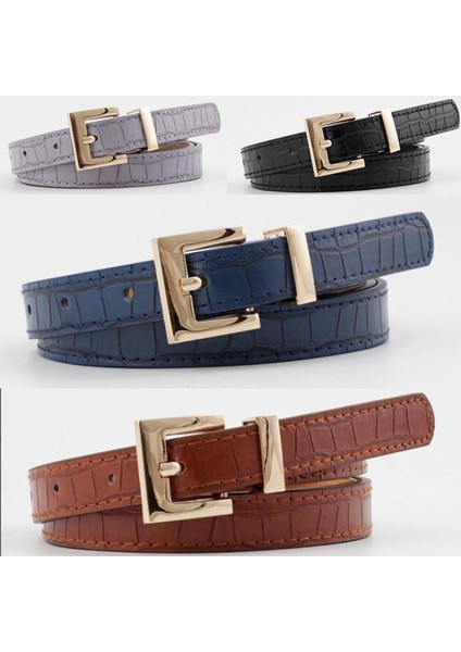 2020 Yeni Tasarımcı Kadın Mor Siyah Kahverengi Beyaz Dar Ince Deri Bel Kemeri Kadın Altın Tokalı Kemerler Kadınlar Için Elbise (Yurt Dışından)