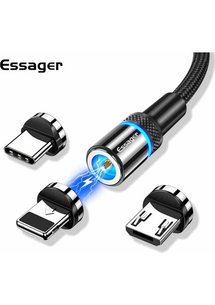 Essager Manyetik USB Kablosu Hızlı Şarj Tipi C Kablo Mıknatıslı Şarj Cihazı Veri Şarjı Mikro USB Kablosu Cep Telefonu Kablosu USB Kablosu (Yurt Dışından)