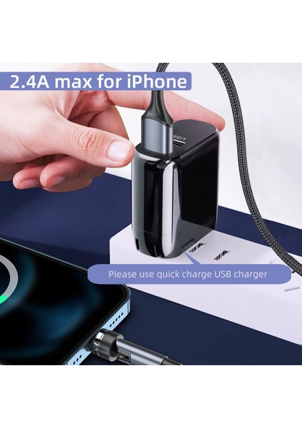 Essager Manyetik Kablo 3A Hızlı Şarj USB Tip C 540 Döndür Mıknatıs Şarj Cihazı iPhone Cep Telefonu Mikro Usb-C Veri Kablosu Kablosu (Yurt Dışından)