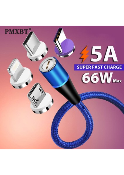 5A Manyetik USB C Tipi Kablo Huawei Xiaomi Için 5A Hızlı Şarj iPhone Samsung Için Microusb Mıknatıs Şarj Cihazı USB Kablosu Android Için (Yurt Dışından)