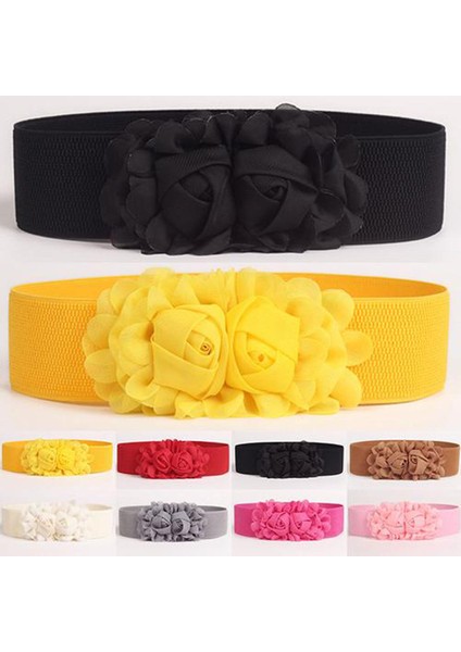 Bayanlar Geniş Kemer Kadın Kız Moda Geniş Streç Elastik Bel Kemeri Düz Renk Çiçek Kemer Hediye Kırmızı Pembe Siyah Tüm Maç (Yurt Dışından)