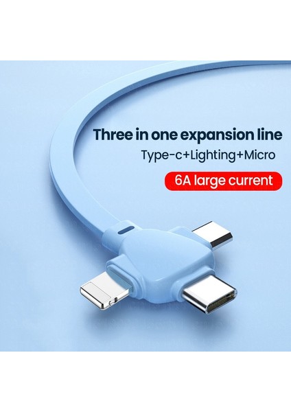 6A 4in1 Geri Çekilebilir USB Kablosu Huawei Taşınabilir 3in1 Mikro USB Tip-C Şarj Kablosu Telefon Tutucu ile iPhone 14 Samsung (Yurt Dışından)