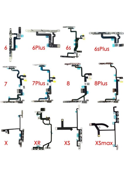 IPhone 6 6p 6s 6sp 7 7p 8 8 Artı x Xr Xs Xs Max Ses Düğmesi ve Sessiz Anahtar Flex Kablo Braketleri ile Önceden Yüklenmiş (Yurt Dışından)