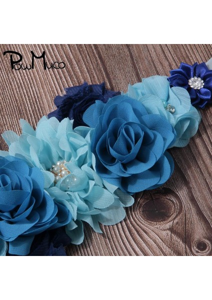 Powmuco Moda Şifon Çiçek Mavi Ayarlanabilir Hamile Kemerleri El Dikişli Taklidi Boncuk Çiçek Kadın Kanat Fotoğraf Sahne (Yurt Dışından)