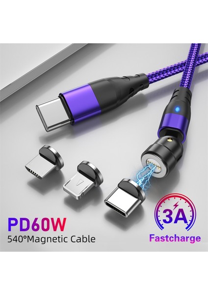 Gtwın Manyetik Kablo Hızlı Şarj Manyetik Veri Kablosu Mıknatıs Kablo Cep Telefonu Tip C Kablosu iPhone Android Için Manyetik Kablo (Yurt Dışından)