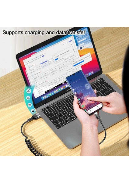 65W 5A Hızlı Şarj Tipi C Kablo 3A Mikro USB Yaylı Çekme Teleskopik Araba USB Kablosu Samsung Xiaomi Huawei Telefon Aksesuarları (Yurt Dışından) modelleri