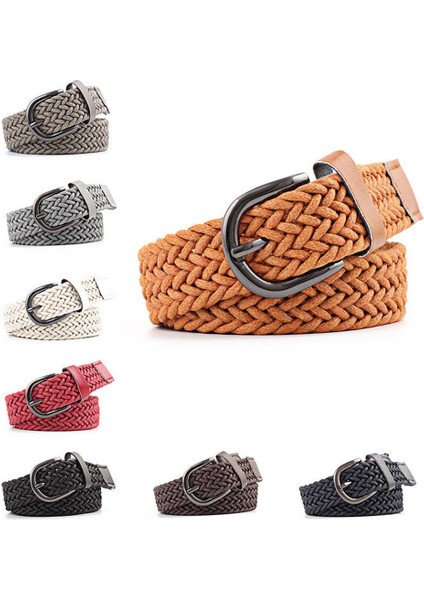 8 Renk Kemer Örgülü Moda Yeni Erkek Kadın Rahat Örme Pin Toka Dokuma Kanvas Elastik Genişletilebilir Kemer Dokuma Kayışı (Yurt Dışından)