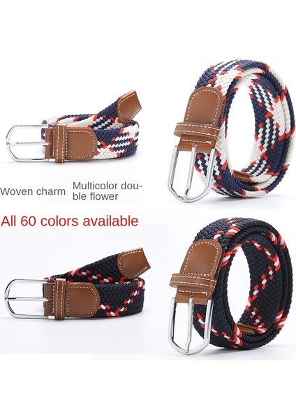 Mavi Siyah Kadın Rahat Örme Pin Toka Erkek Kemer Dokuma Kanvas Elastik Genişletilebilir Örgülü Streç Kemerler Kadın Kot 60 Renkler (Yurt Dışından) modelleri