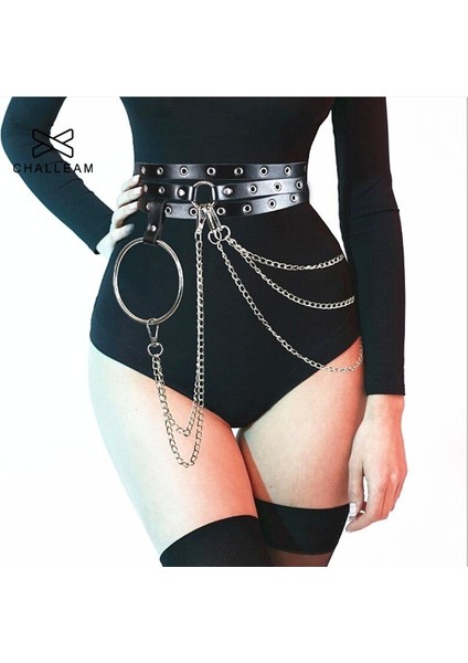 Kadın Hip Hop Bel Koşum Ultra Uzun Kemerler Moda Punk Kemer Zinciri ile Kadın Büyük O Ring Kot Elbise Şık Pantolon Askısı 316 (Yurt Dışından)