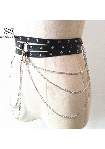 Kadın Hip Hop Bel Koşum Ultra Uzun Kemerler Moda Punk Kemer Zinciri ile Kadın Büyük O Ring Kot Elbise Şık Pantolon Askısı 316 (Yurt Dışından)