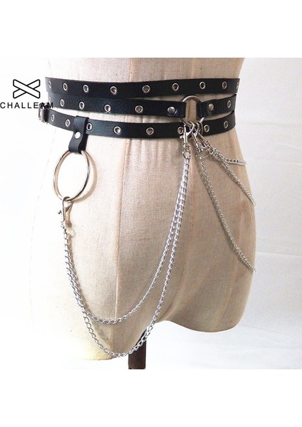 Kadın Hip Hop Bel Koşum Ultra Uzun Kemerler Moda Punk Kemer Zinciri ile Kadın Büyük O Ring Kot Elbise Şık Pantolon Askısı 316 (Yurt Dışından)