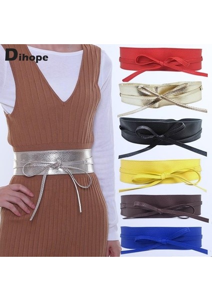 Dihope Kadın Yumuşak Deri Kemer Bayanlar Bağcıklı Kemerler Geniş Bel Bandı Bağları Etrafında Yay Elbise Gömlek Dekorasyon Bahar Sonbahar (Yurt Dışından) fiyatları