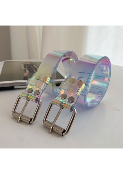 Bayanlar Moda Şeffaf Kemer Lazer Holografik Şeffaf Pin Toka Geniş Kemer Kot Kadın Kemer Görünmez Punk Tasarım Kemer (Yurt Dışından) fiyatları