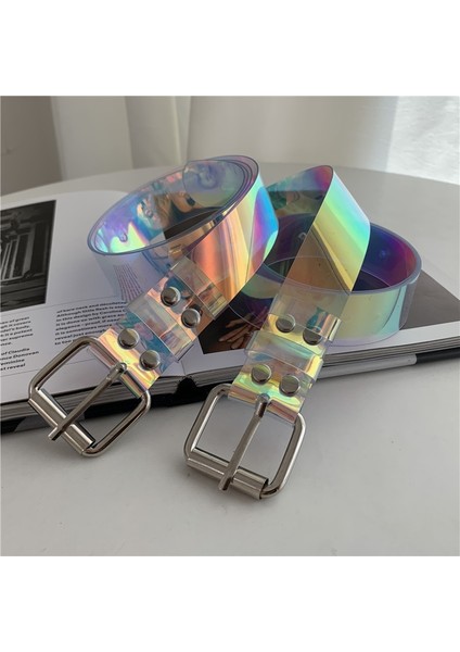 Bayanlar Moda Şeffaf Kemer Lazer Holografik Şeffaf Pin Toka Geniş Kemer Kot Kadın Kemer Görünmez Punk Tasarım Kemer (Yurt Dışından) modelleri