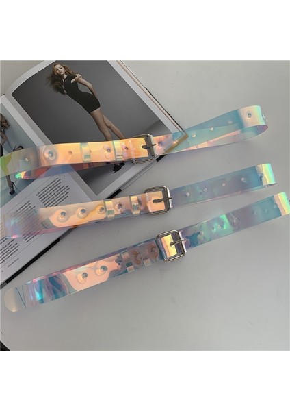 Bayanlar Moda Şeffaf Kemer Lazer Holografik Şeffaf Pin Toka Geniş Kemer Kot Kadın Kemer Görünmez Punk Tasarım Kemer (Yurt Dışından) indirimleri