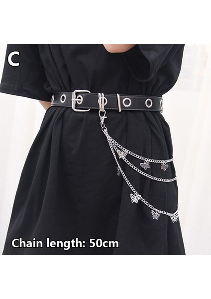 Punk Sokak Kelebek Kemer Bel Zinciri Erkek Kadın Pantolon Zinciri Çok Katmanlı Hiphop Kanca Kot Pantolon Anahtarlık Takı Ремень (Yurt Dışından) fiyatları