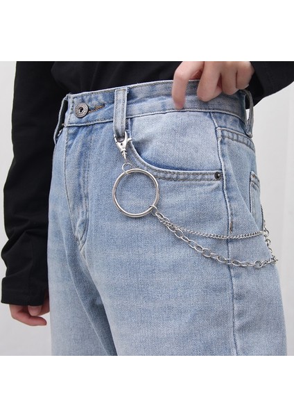 Punk Sokak Kelebek Kemer Bel Zinciri Erkek Kadın Pantolon Zinciri Çok Katmanlı Hiphop Kanca Kot Pantolon Anahtarlık Takı Ремень (Yurt Dışından) fırsatları