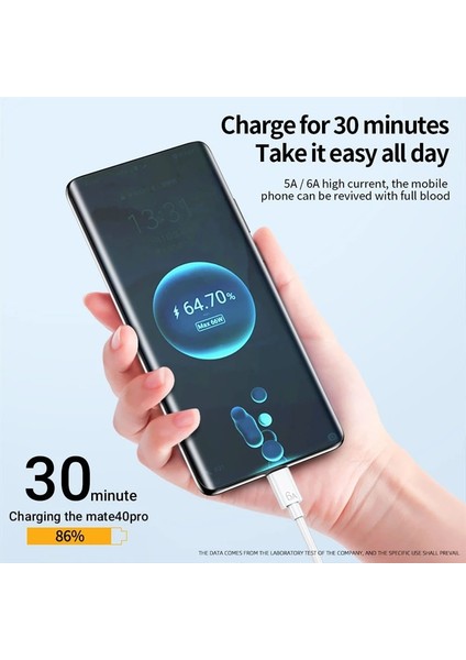 Lovebay 6A 66W USB C Tipi Süper Hızlı Kablo USB Hızlı Şarj Telefon Şarj Cihazı Veri Kablosu Huawei Mate 40 50 Xiaomi 11 10 Pro (Yurt Dışından) modelleri