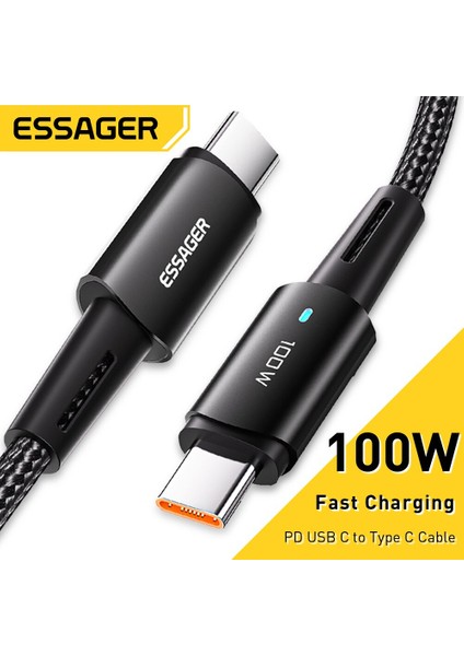 Essager Hızlı Şarj USB C C Tipi Kablo 100W 60W Pd Cep Telefonu Şarj Kablosu Tel Samsung Xiaomi Redmi Için Huawei USB C To C (Yurt Dışından)