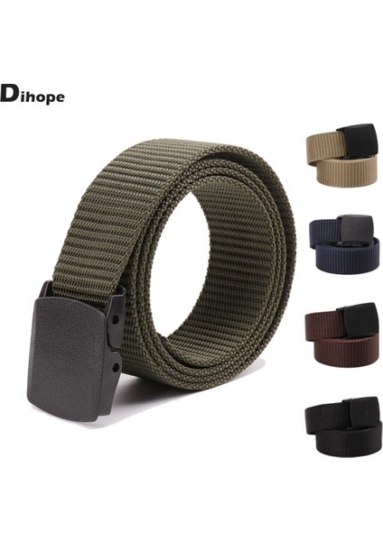 Dihope Askeri Yeşil Erkek Kemer Plastik Toka Askı Bel Kanvas Kemerler Yüksek Kalite Ayarlanabilir Açık Seyahat Unisex Kadın Kemer (Yurt Dışından)