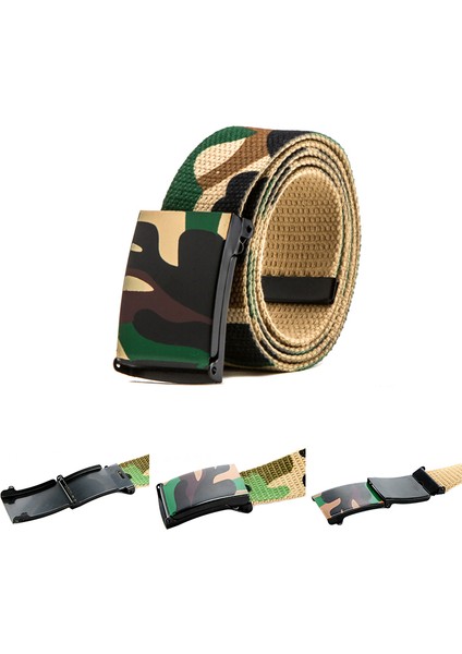 Loveshopping* Kamuflaj Kanvas Kemer Erkek Kadın Bel Kemeri Plastik Toka Rahat Kovboy Kemerler (Yurt Dışından) indirimleri