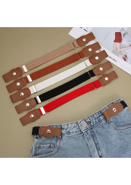 Moda Çocuklar Tokasız Elastik Kemer Erkek Kız Ayarlanabilir Streç Kanvas Bel Kemeri Kot Pantolon Elbise Aksesuarları (Yurt Dışından)