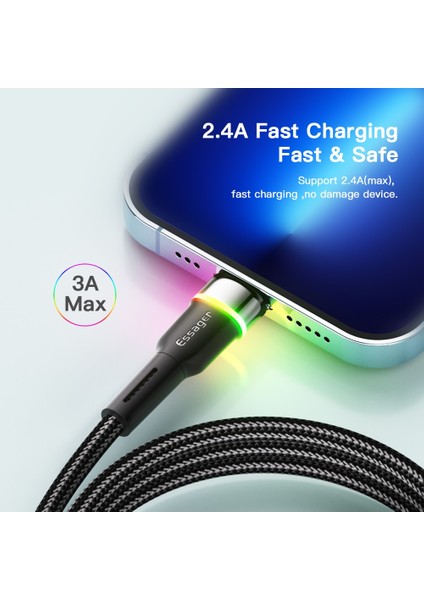 Essager USB Kablosu iPhone 14 13 12 11 Pro Xs Max x Xr LED Yıldırım Hızlı Şarj Telefon Veri Kablosu iPad Için Veri Kablosu Tel (Yurt Dışından) fırsatları