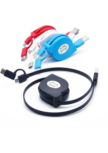 Geri Çekilebilir Çoklu USB Şarj Kablosu Mikro USB Tip C Kablosu Samsung Cep Telefonu Için Çoklu Şarj Kablosu Cep Telefonu Aksesuarı (Yurt Dışından)