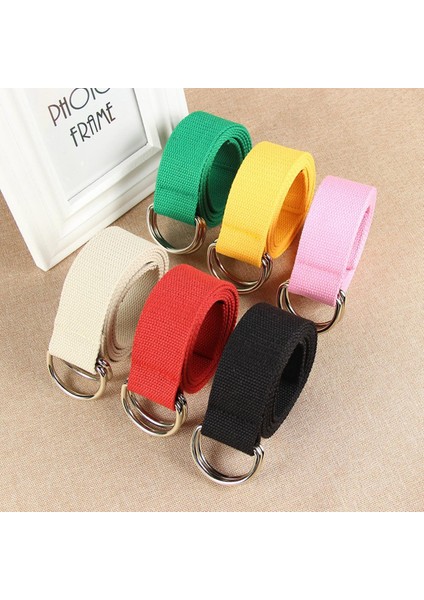 Basit Katı Pamuk Kanvas Tüm Maç Bel Askıları Kadın Kanvas Kemer D Şekilli Çift Halka Toka Kemer Moda (Yurt Dışından)