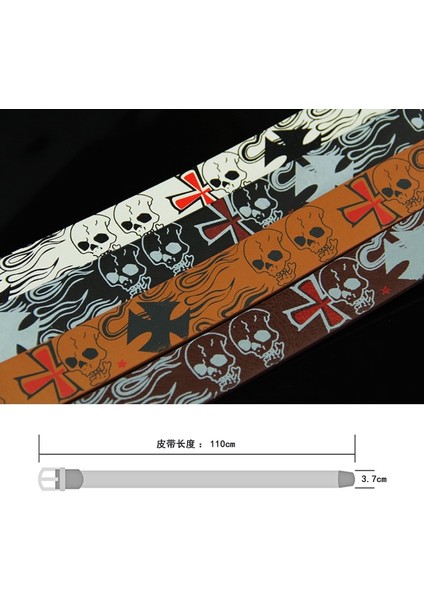 Kafatası Iskeleti Desen Pin Tokalı Kemer Punk Tarzı Moda Kişiselleştirilmiş Kemer Genç Öğrenciler Kot Kemer (Yurt Dışından) modelleri
