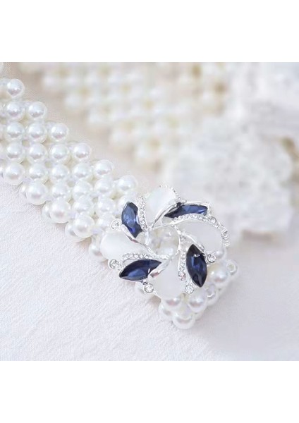 Lüks Kadın Inci Kemer Elbise Zarif Çiçek Toka Tam Plastik Inci Dekorasyon Taklidi Düğün Kemer Elastik Bel 121 (Yurt Dışından) indirimleri