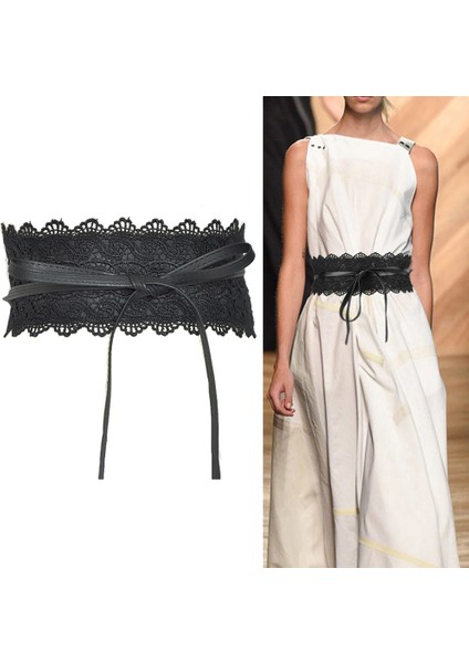 Moda Geniş Dantel Kravat-Up Kadın Kemer Elbise Parti Bel Bandı Kemer Kanat Dekor (Yurt Dışından) fiyatları