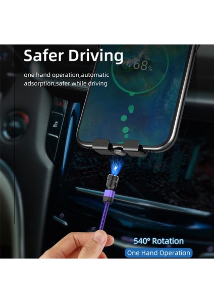 Gtwın 3A Hızlı Şarj Manyetik USB Kablosu 540 Döndür Mıknatıs Şarj Cihazı 2 M IPhone Xiaomi Samsung Mikro USB C Tipi Kablo Veri Kablosu (Yurt Dışından)