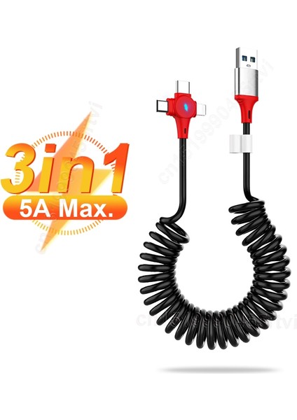 5A 3 In 1 Bahar Şarj USB Kablosu Için Huawei 3in1 2in1 Mikro USB Tip-C Hızlı Şarj Veri Kablo Kordonu iPhone Sansung Xiaomi Için (Yurt Dışından)