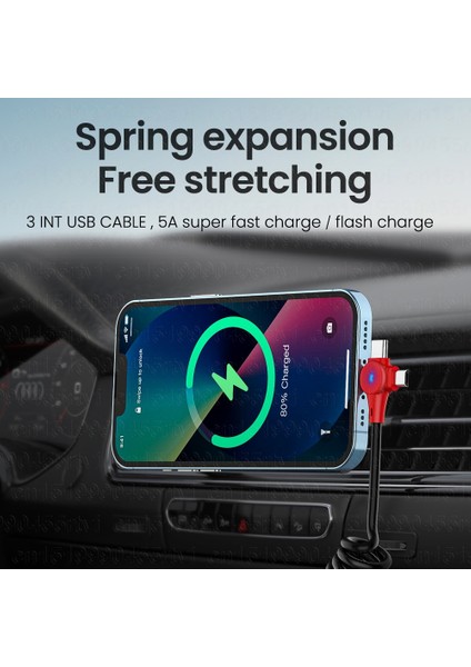 5A 3 In 1 Bahar Şarj USB Kablosu Için Huawei 3in1 2in1 Mikro USB Tip-C Hızlı Şarj Veri Kablo Kordonu iPhone Sansung Xiaomi Için (Yurt Dışından)