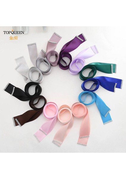 Topqueen S40 Yeni Stok Gelin Şerit Kemerler Tiffany Mavi Çift Taraflı Kemerler Kadın Elbiseler Saten Kanatlar Düğün Sandalyesi Sashes (Yurt Dışından)